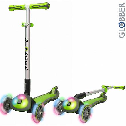 Самокат Globber Elite FL My Free Fold up 449-106 со светящейся платформой, зеленый 